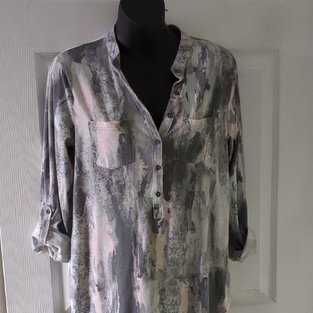 Relativity Multicolor Abstract Blouse - image 1